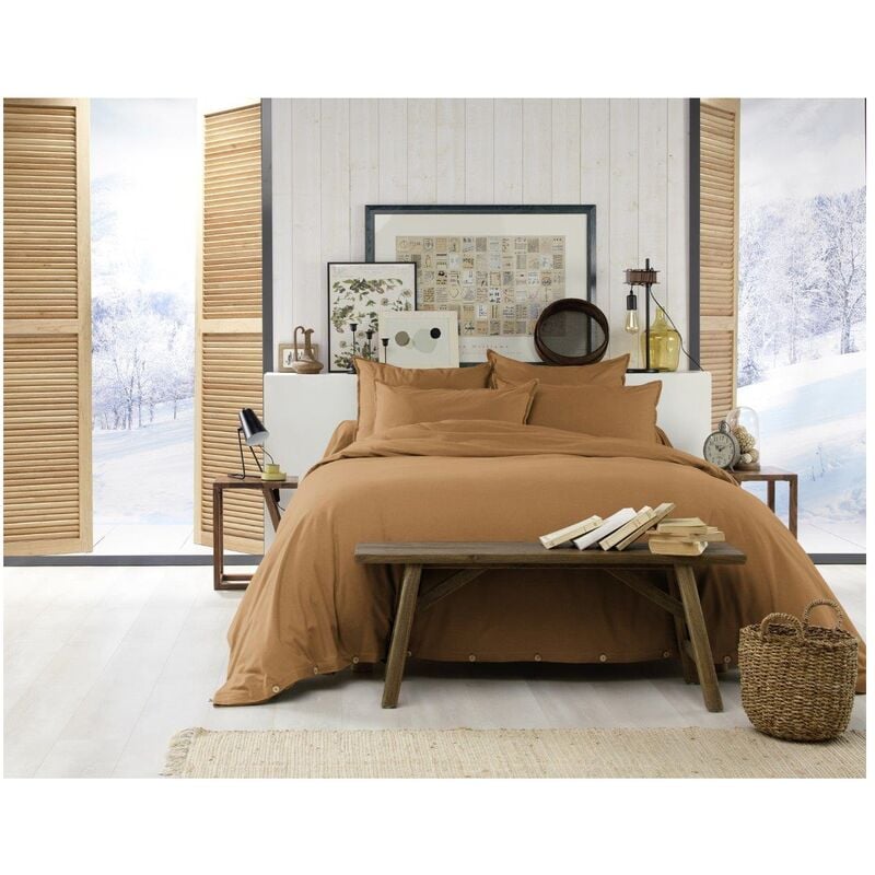 Housse de couette flanelle 240 x 220 cm Candice Camel