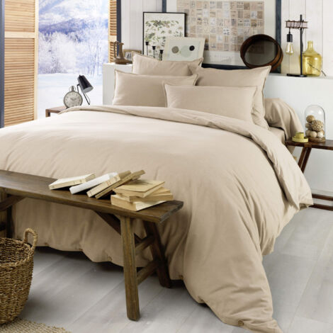 Housse de couette flanelle beige 260x240 cm