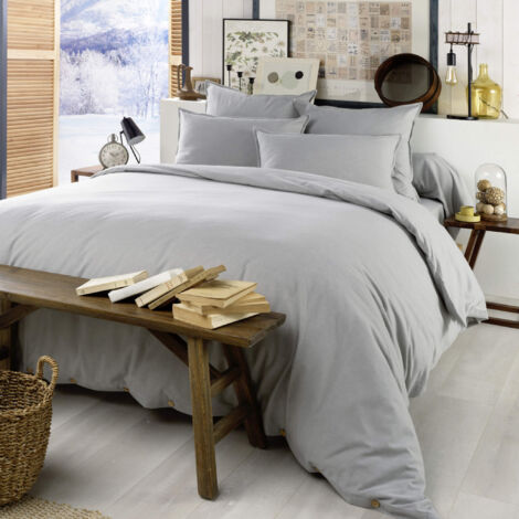 Housse de couette flanelle gris 200x200 cm