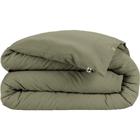 Housse de couette flanelle kaki 240x220