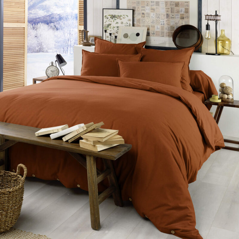 Housse de couette flanelle orange 240x220 cm