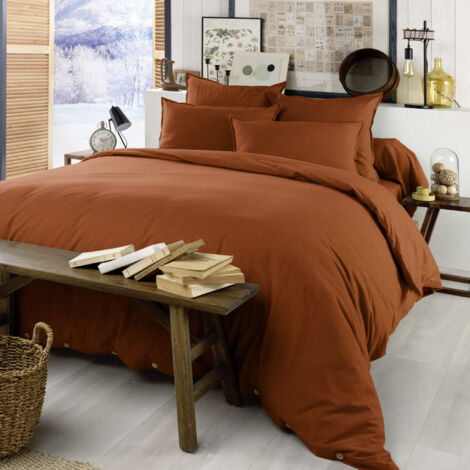 Housse de couette flanelle orange 140x200 cm