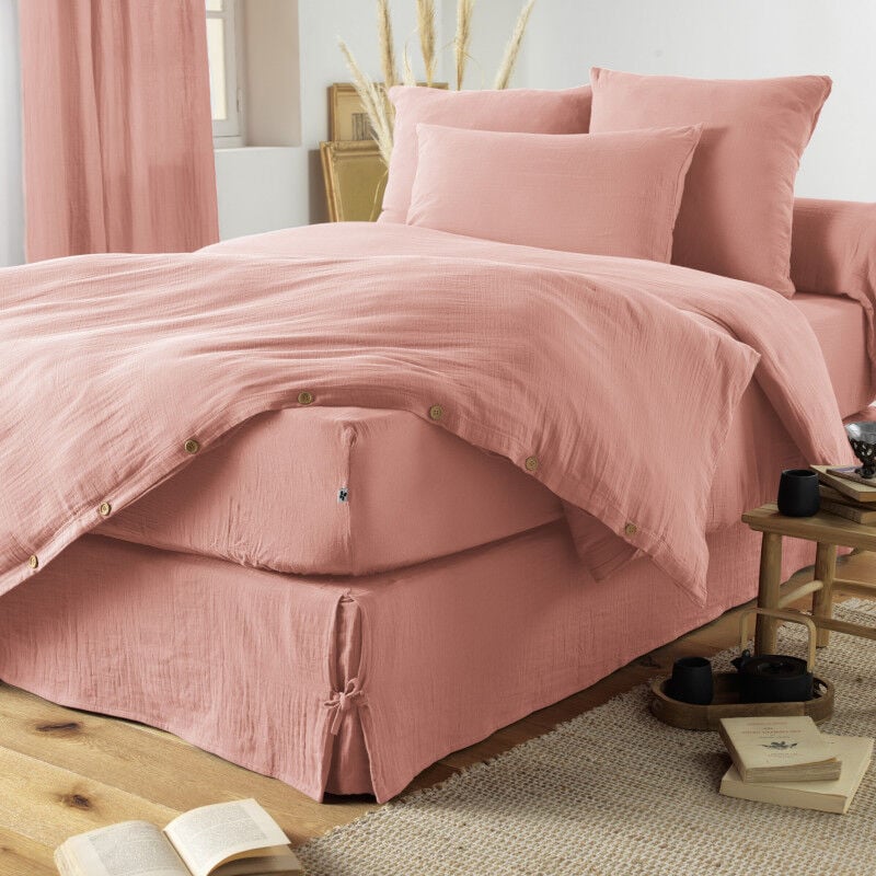 Housse de couette 'Gaïa' toutes dimensions 'Gaze de Coton' - Couleur: Gaïa Rose Pêche - Taille de housse de couette: Housse de couette 200 x 200 cm