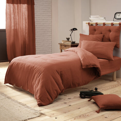 Housse de couette gaze de coton Bio 140x200 cm 1 personne Terracotta