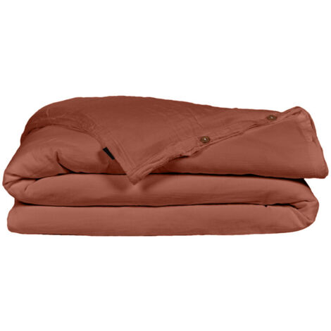 Housse de couette gaze de coton double 200 x 200 cm terracotta - PEPA 2