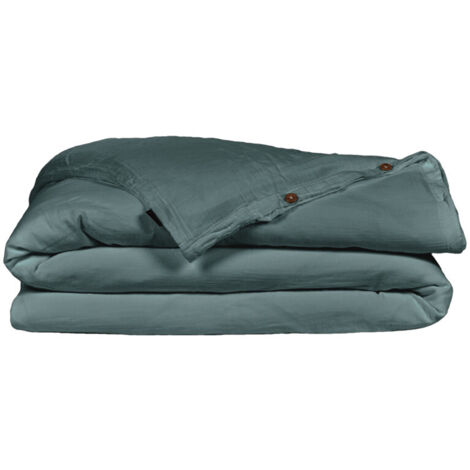 Housse de couette gaze de coton double 240 x 260 cm bleu canard - PEPA 4