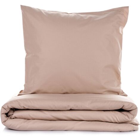Housse de couette, housse de couette, linge de lit Set 100% Coton Beige