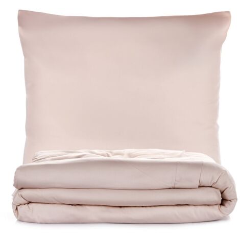 Housse de couette, housse de couette, linge de lit Set 100% Coton Beige