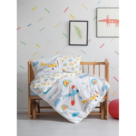 Housse de couette, housse de couette, linge de lit Set 100% Coton Bleu