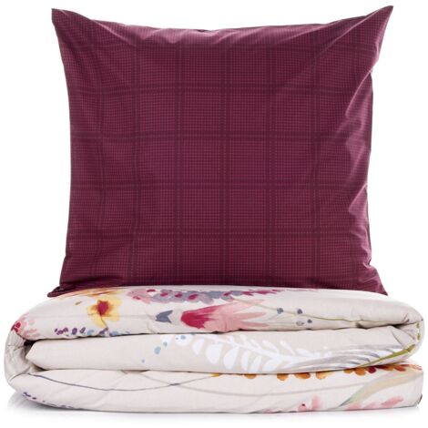 Housse de couette, housse de couette, linge de lit Set 100% Coton Claret Rouge