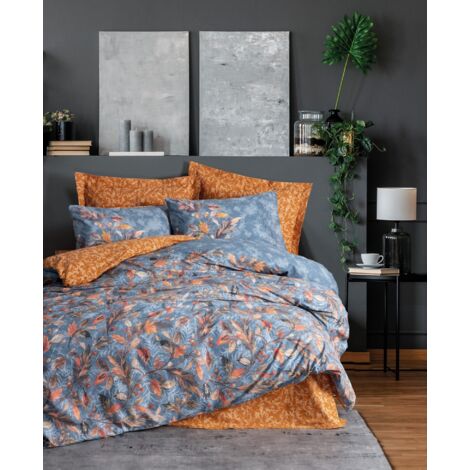Housse de couette, housse de couette, linge de lit Set 100% Coton Mustard