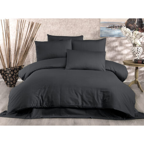Housse de couette, housse de couette, linge de lit Set Anthracite