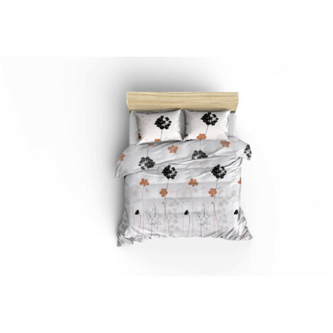 Housse de couette, housse de couette, linge de lit Set Blanc Gris Noir Brun