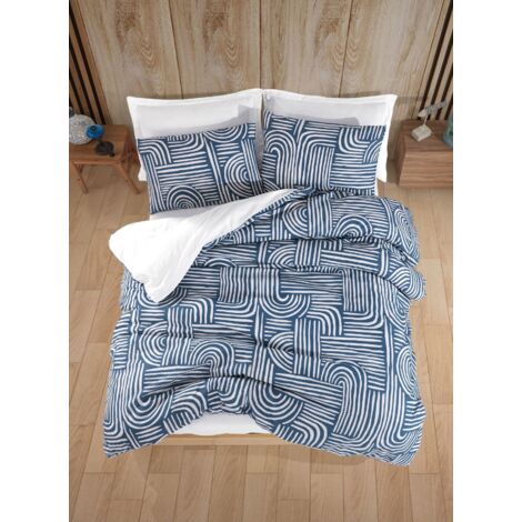 Housse de couette, housse de couette, linge de lit Set Bleu
