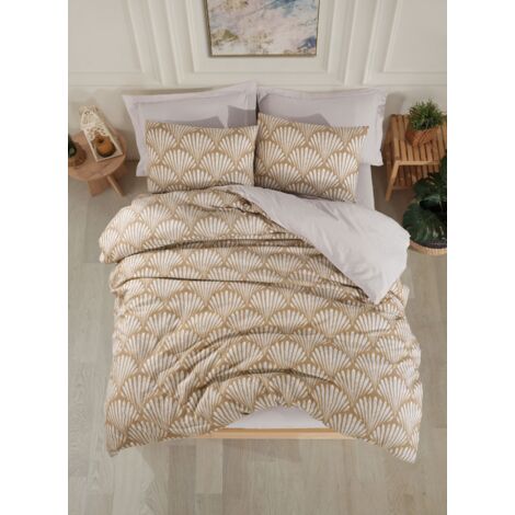 Housse de couette, housse de couette, linge de lit Set Brun