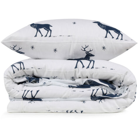 Housse de couette, housse de couette, linge de lit Set Dark Bleu Blanc