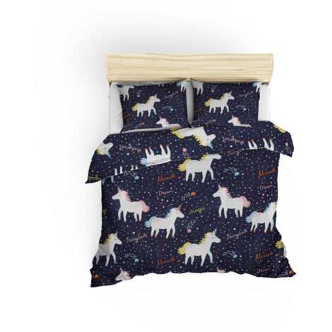 Housse de couette, housse de couette, linge de lit Set Dark Bleu Blanc Jaune
