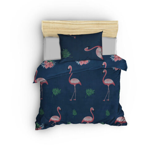 Housse de couette, housse de couette, linge de lit Set Dark Bleu Rose Vert