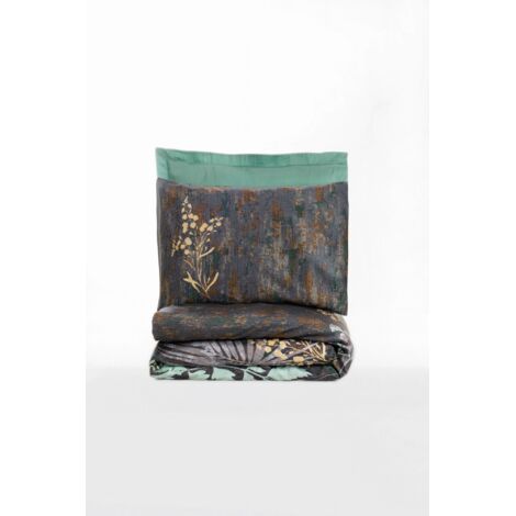 Housse de couette, housse de couette, linge de lit Set Mint Anthracite Brun