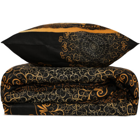 Housse de couette, housse de couette, linge de lit Set Noir Jaune Beige Brun