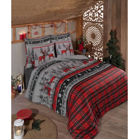 Housse de couette, housse de couette, linge de lit Set Rouge Gris Noir