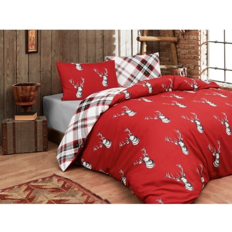 HOUSSE DE COUETTE KING CERVO RED en Pur Cotton Extra Double Face LIT DOUBLE 2 PLACES