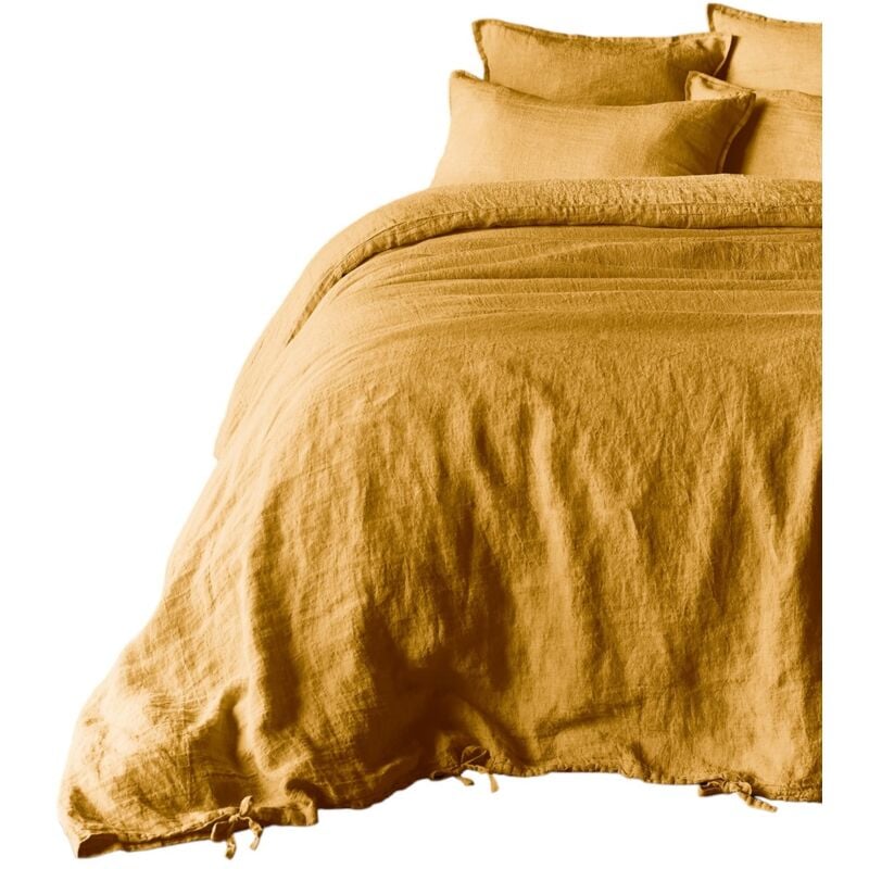 Housse de couette lin 240 x 220 cm miel