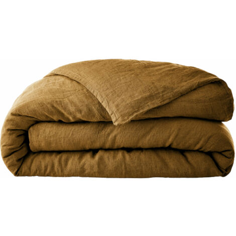 Housse de couette lin lavé marron 240x220