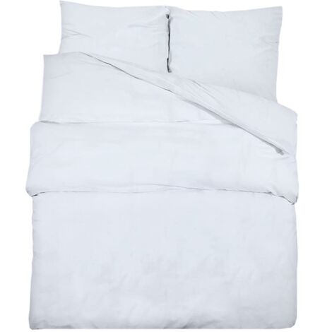Housse de couette microfibre et 2 taies d'oreiller blanc uni MyHome 140x200 cm 60x70 cm-Taille 140x200 cm-Taie d'oreiller 60x70 cm
