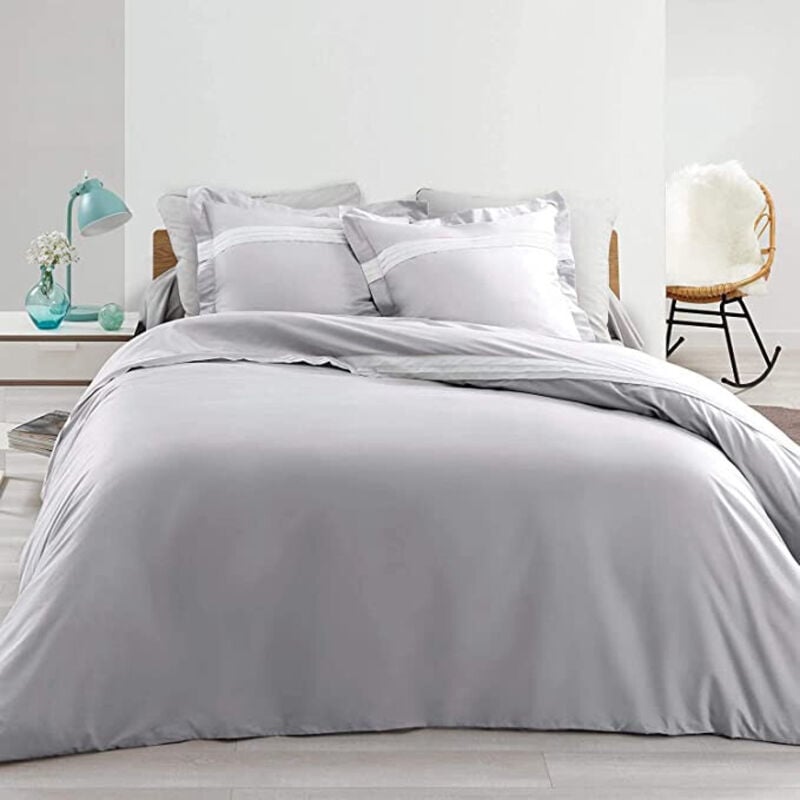 Promo Linge - Housse de couette Percale - Astoria Gris - 260 x 240 cm.