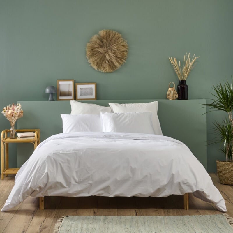 Bleu Calin - Housse de couette en percale de coton - Blanc - 240x260cm