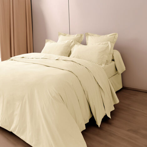 Housse de couette percale de coton peigné "Julian" toutes dimensions Coton Pur - Julian Ivoire - Housse de couette 240 x 220 cm