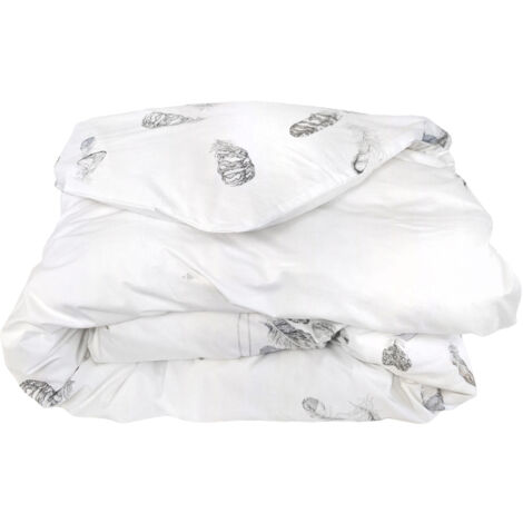 Housse de couette percale pur coton PLUMES 240x220 cm