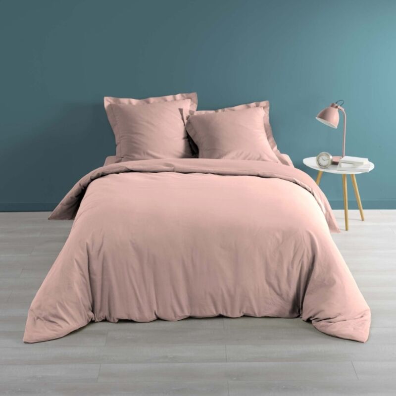 Housse de couette percale de coton luxe 220 x 240 cm Rose