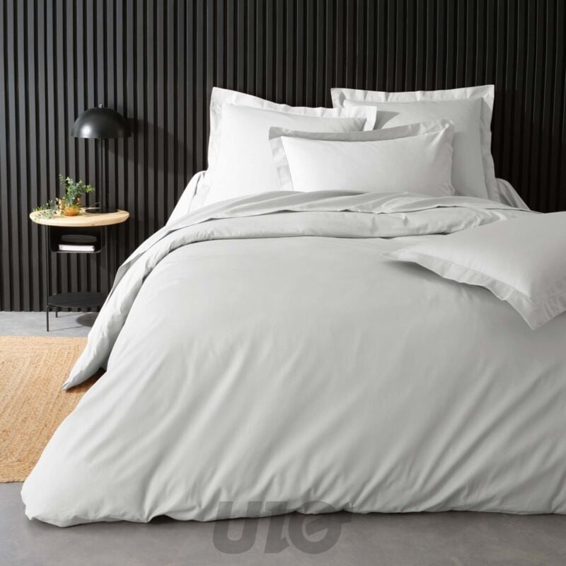 Housse de Couette 2 Personnes Percale Uni 78 fils percaline - 260x240cm - Blanc.