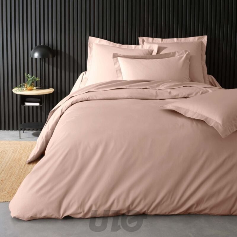 Housse de Couette 2 Personnes Percale Uni 78 fils percaline - 260x240cm - Rose.