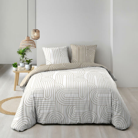 Housse de couette réversible 240 x 220 cm + 2 taies – Coton 57 fils – MODUL
