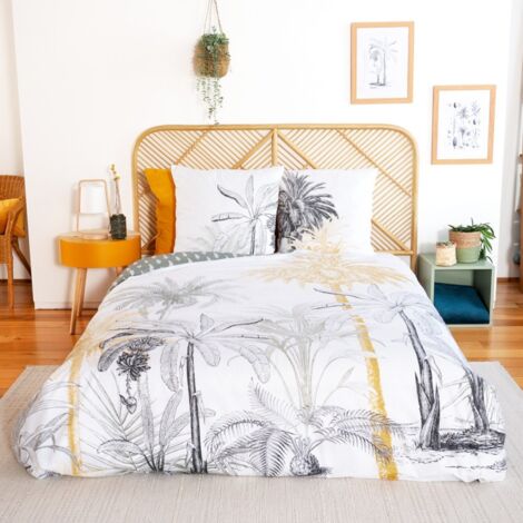 Housse de couette réversible 240x220 SOLI + 2 taies 100% coton adouci 57 fils/cm2