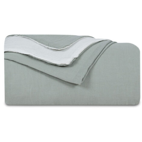 Housse de couette réversible gaze de coton vert sauge/écru 220x240 cm