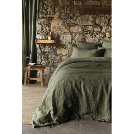 Housse de couette "Soline" toutes dimensions Lin lavé - Couleur: Soline Thym - Taille de housse de couette: Housse de couette 240 x 220 cm