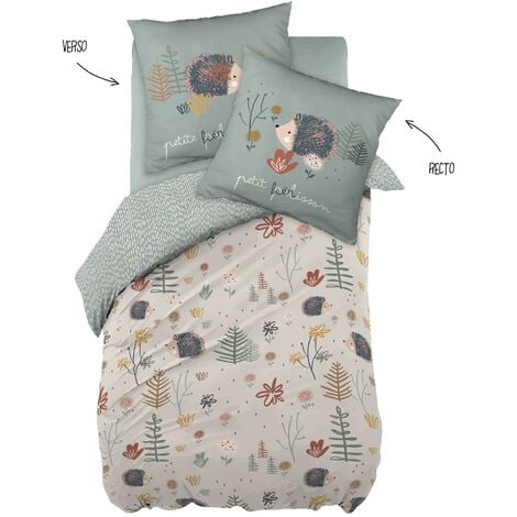 1001KDO Housse de couette + taie 140 x 200 cm Polisson le herisson
