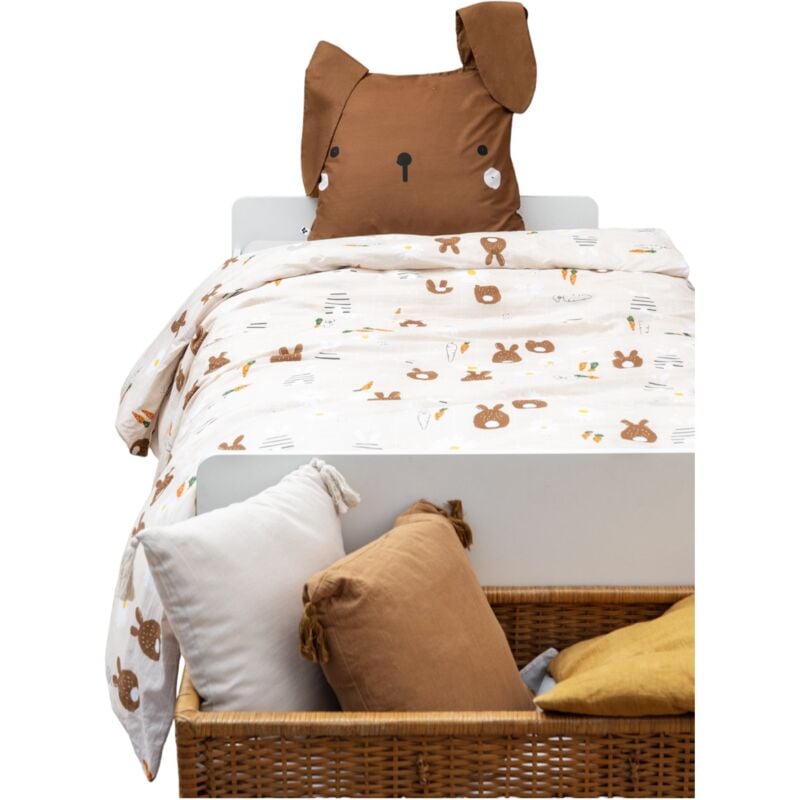 L'effet Papillon - Housse de couette + taie 140 x 200 cm Pompon le petit lapin