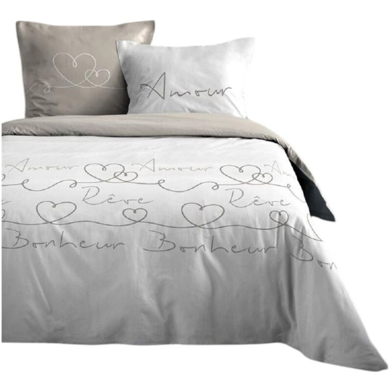 Lovely Casa - Housse de couette + taies 240x220cm Mots d'amour