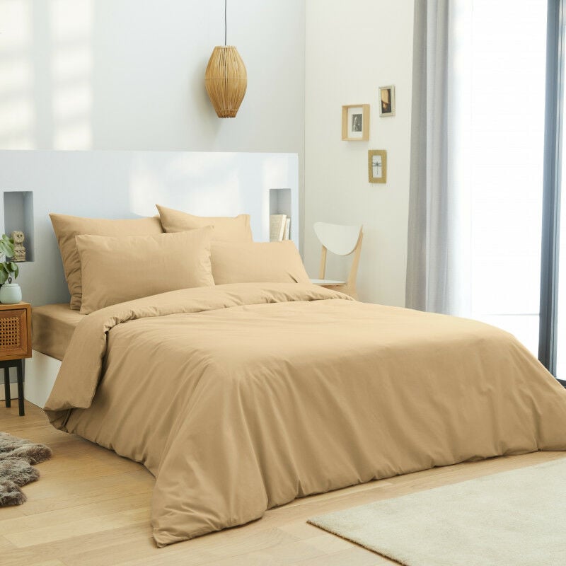 Univers Decor - Housse de couette Taupe 260 x 240 cm / 100% Coton / 57 Fils/cm² pour lit 2 places King Size