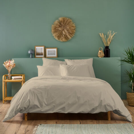 Housse de couette unie 100% Percale de coton - Lin - 220x240cm