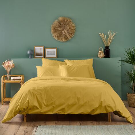 Housse de couette unie 100% Percale de coton - Moutarde - 220x240cm