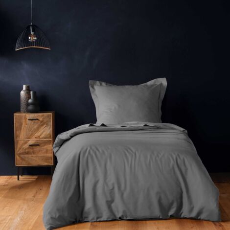 Housse de couette unie 140x200 cm - Coton - Anthracite
