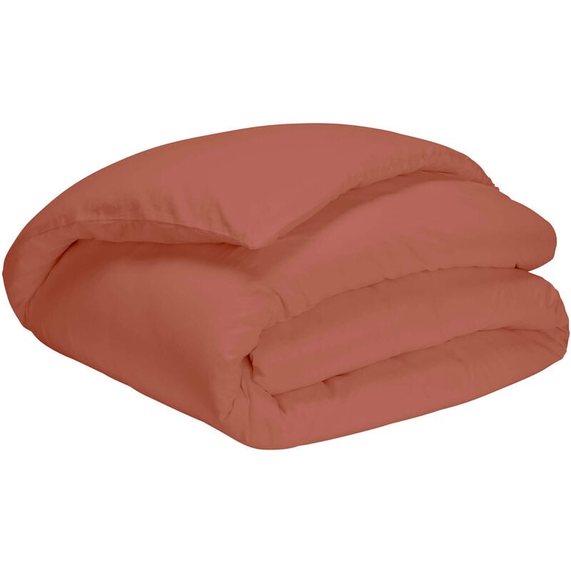 Housse de couette terracotta 100% coton 260x240 cm