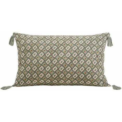Housse de coussin 28x47 cm MADURA - Vert de gris et écru - SATIA