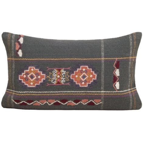 Housse de coussin 28x47 cm MADURA - Vert grisé et multicolore - NAYELI